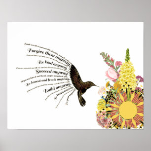 Inspiration Gebet Kolibri, Sonne und Blume Poster