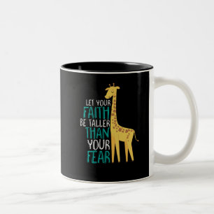 Inspiration Giraffe Faith größer als Angst Zweifarbige Tasse