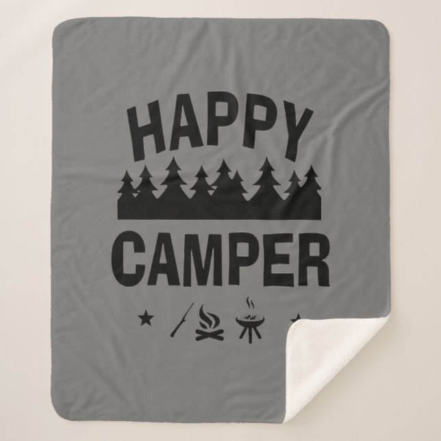 Inspiration Happy Camper Camping Quote Spaß Sherpadecke (Vorderseite)