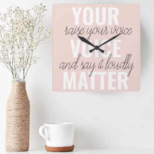 Inspiration Ihre Stimme zählt Motivationszitat Quadratische Wanduhr