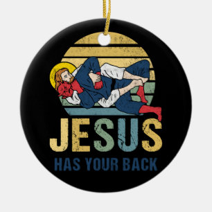 Inspiration Jesus hat Ihren Rücken Jiu Jitsu Retro Keramik Ornament