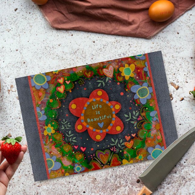 Inspiration Leben ist schöne Zitatblüte Schneidebrett (Von Creator hochgeladen)
