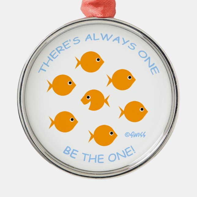 Inspiration Lehrer Zitat Niedlich Goldfish Cartoon Ornament Aus Metall (Vorne)