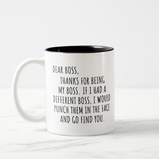 Inspiration Liebe Boss Danke, dass du mein Boss Sp Zweifarbige Tasse (Links)