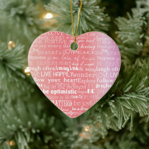 Inspiration Liebe Joy Peace Peach Pink Keramik Ornament