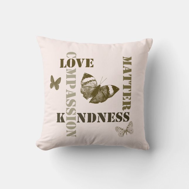 Inspiration Liebe Pink Brown Butterfly Kissen (Vorderseite)