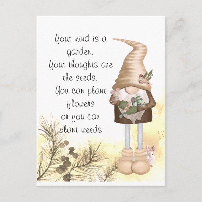 Inspiration Life Zitat Niedlich Garden Gnome Verse Postkarte (Vorderseite)