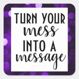 Inspiration; Lila Bokeh Quadratischer Aufkleber