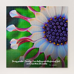 Inspiration Lila Pink Daisy Gott lächelt floral Puzzle