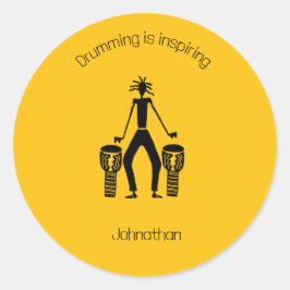 Inspiration, Magie Silhouette Drummer Runder Aufkleber