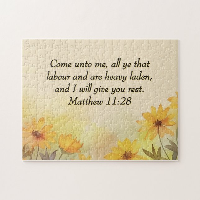 Inspiration Matthew 11:28 Gelbe Blüte Puzzle (Horizontal)