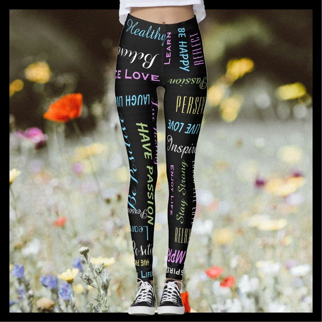 Inspiration Motivierend Black and Pastel Yoga Leggings (Von Creator hochgeladen)