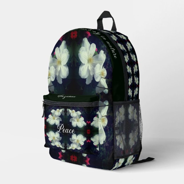 Inspiration Natur Frieden und Schönheit Bedruckter Rucksack (Rückseitige Ecke Rechts)