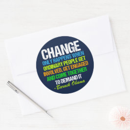 Inspiration Obama zitiert politischen Wandel Runder Aufkleber