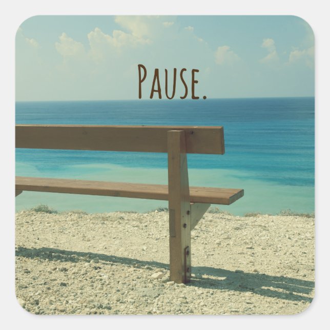 Inspiration: Pause Beach Thema Quadratischer Aufkleber (Vorderseite)
