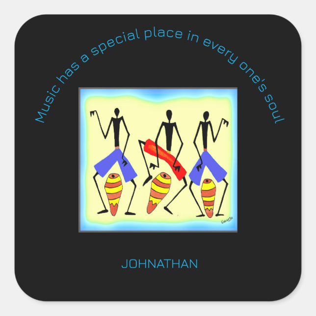 Inspiration, Phantastisches afrikanisches Trommeln Quadratischer Aufkleber (Vorderseite)