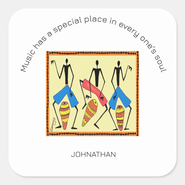 Inspiration, Phantastisches afrikanisches Trommeln Quadratischer Aufkleber (Vorderseite)