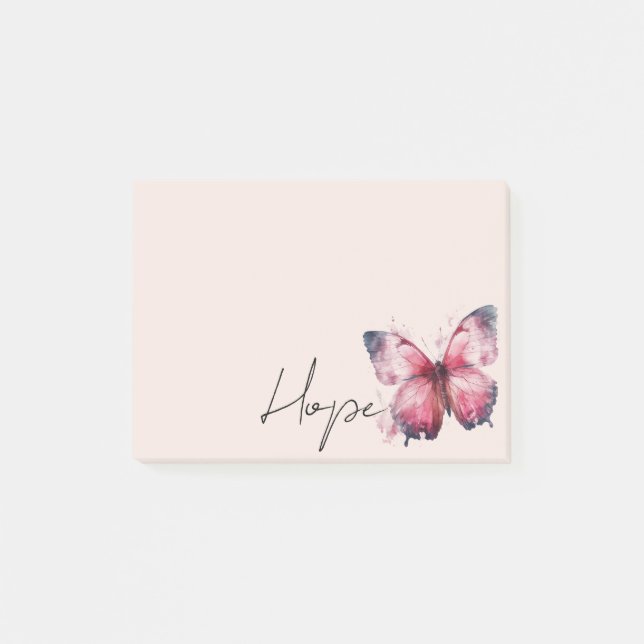 Inspiration Pink Blush Hope Butterfly Post-it Klebezettel (Vorderseite)