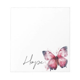 Inspiration Pink White Hope Butterfly Notizblock