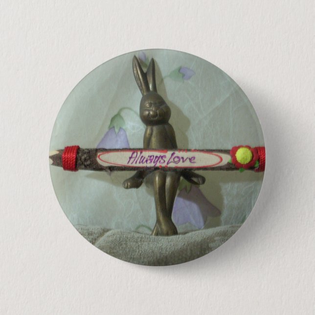 Inspiration Rabbit: Immer Liebe Zeichenkunst druck Button (Vorderseite)