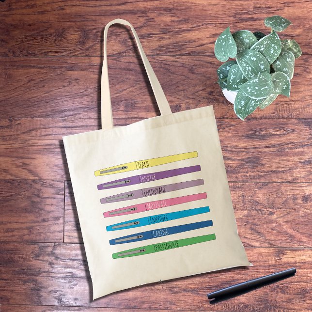 Inspiration Rainbow Pens Teacher Tote Bag Tragetasche (Von Creator hochgeladen)