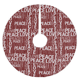 Inspiration Red White Peace Liebe Polyester Weihnachtsbaumdecke