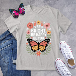 Inspiration Retro Floral Butterfly T-Shirt Tri-Blend Shirt