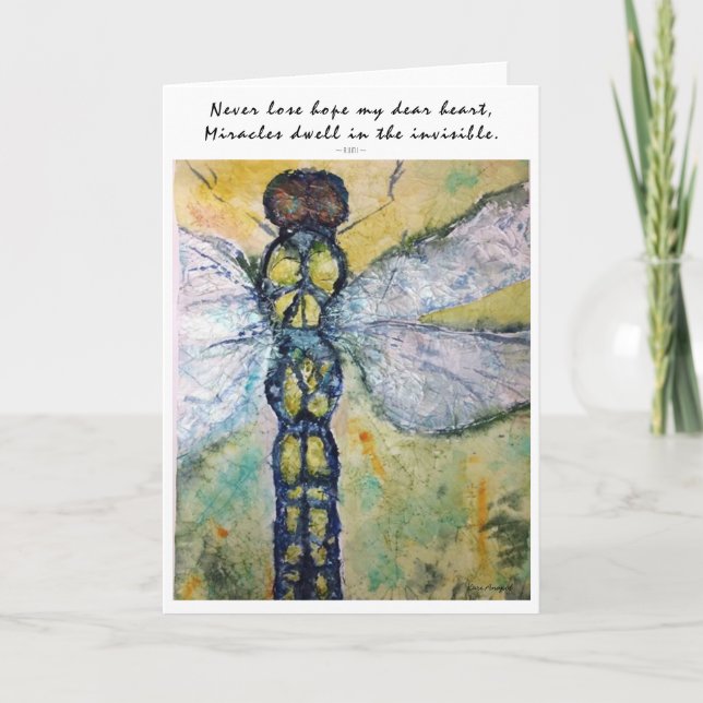 Inspiration Rumi Quote Dragonfly Art Grußkarte Karte (Vorderseite)