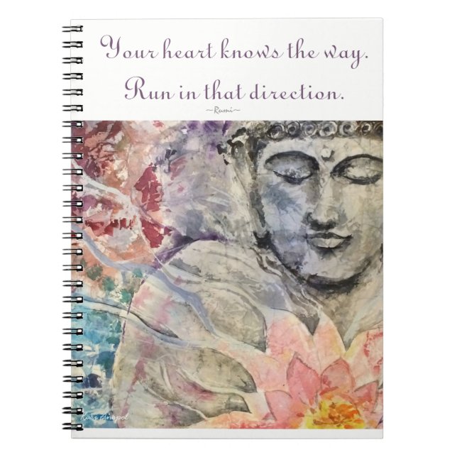 Inspiration Rumi Zitat-Buddha-Kunst-gewundenes Notizblock (Vorderseite)