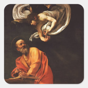 Inspiration Saint Matthew Caravaggio Malkunst Quadratischer Aufkleber