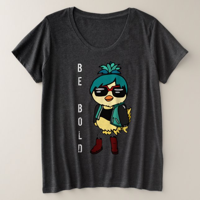 Inspiration, seien Sie kühne Kawaii Bird Illustrat Große Größe T-Shirt (Design vorne)