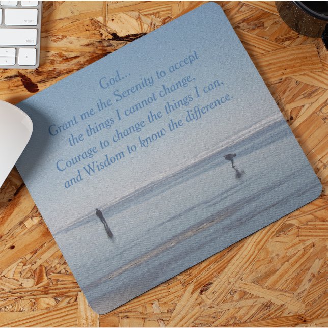 Inspiration Serenity Gebet Beach Walker Mousepad (In Situ)