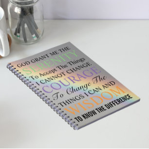 Inspiration Serenity Gebet Farbenfrohe Regenbogen Notizblock
