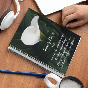 Inspiration Serenity Gebet Weiße Calla Liege Notizblock