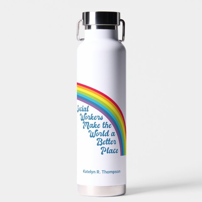 Inspiration Social Work Rainbow Personalisiert Trinkflasche (Vorne)