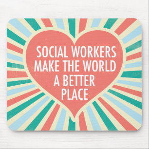 Inspiration Social Work Zitat Herz Retro Farben Mousepad