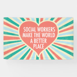 Inspiration Social Work Zitat Herz Retro Party Banner