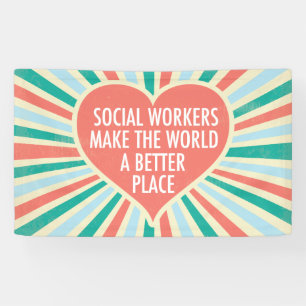 Inspiration Social Work Zitat Herz Retro Party Banner
