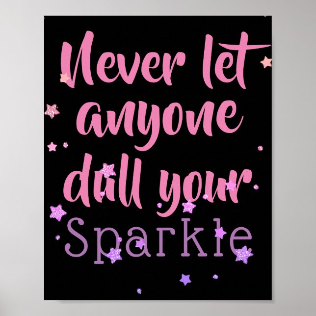 Inspiration Sparkle Zitat Lila rosa Sterne Poster (Vorne)