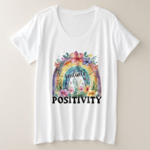 Inspiration strahlt Positivitätswort Kunst Regenbo Große Größe T-Shirt