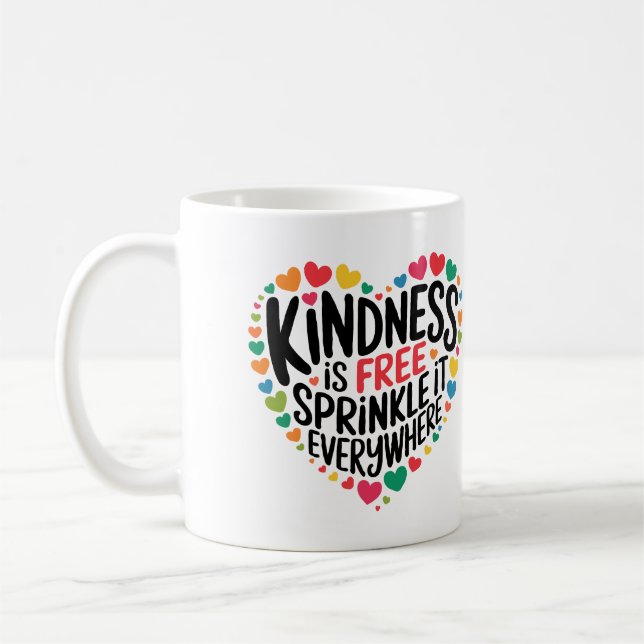 Inspiration Tasse Kindness Zitat farbenfrohe Herze (Links)