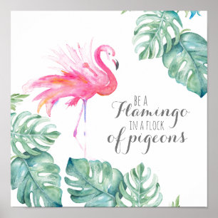 Inspiration tropische Wasserfarbe rosa Flamingo Poster