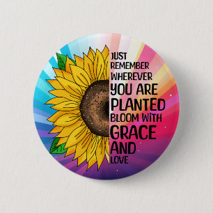 Inspiration und handgezeichnete Sonnenblume Button