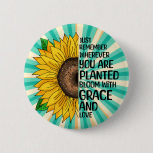 Inspiration und handgezeichnete Sonnenblume Button