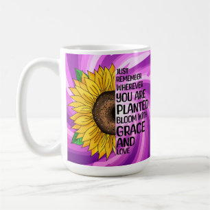 Inspiration und handgezeichnete Sonnenblume Kaffeetasse