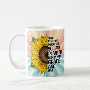 Inspiration und handgezeichnete Sonnenblume Kaffeetasse