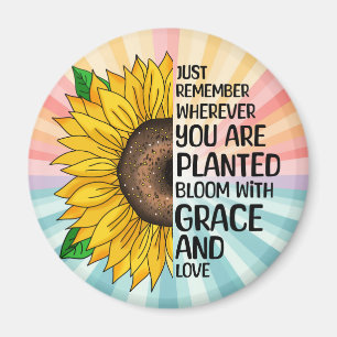 Inspiration und handgezeichnete Sonnenblume Magnet