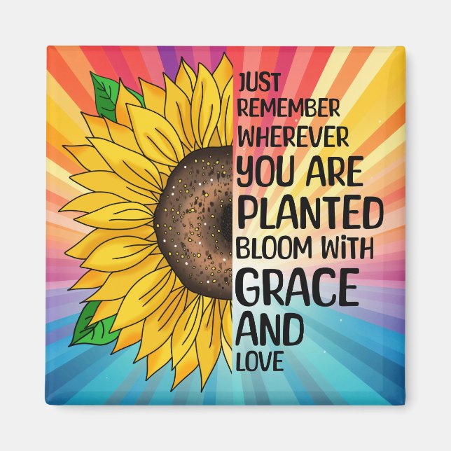Inspiration und handgezeichnete Sonnenblume Magnet (Vorne)