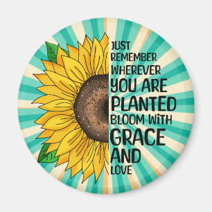 Inspiration und handgezeichnete Sonnenblume Magnet