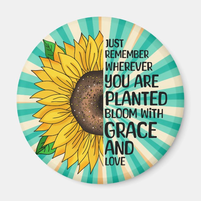 Inspiration und handgezeichnete Sonnenblume Magnet (Vorne)